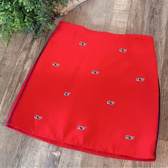 VINEYARD VINES Red Signature Logo Mini Skirt, Fully Lined w/ Adjustable Waist - Picture 1 of 12
